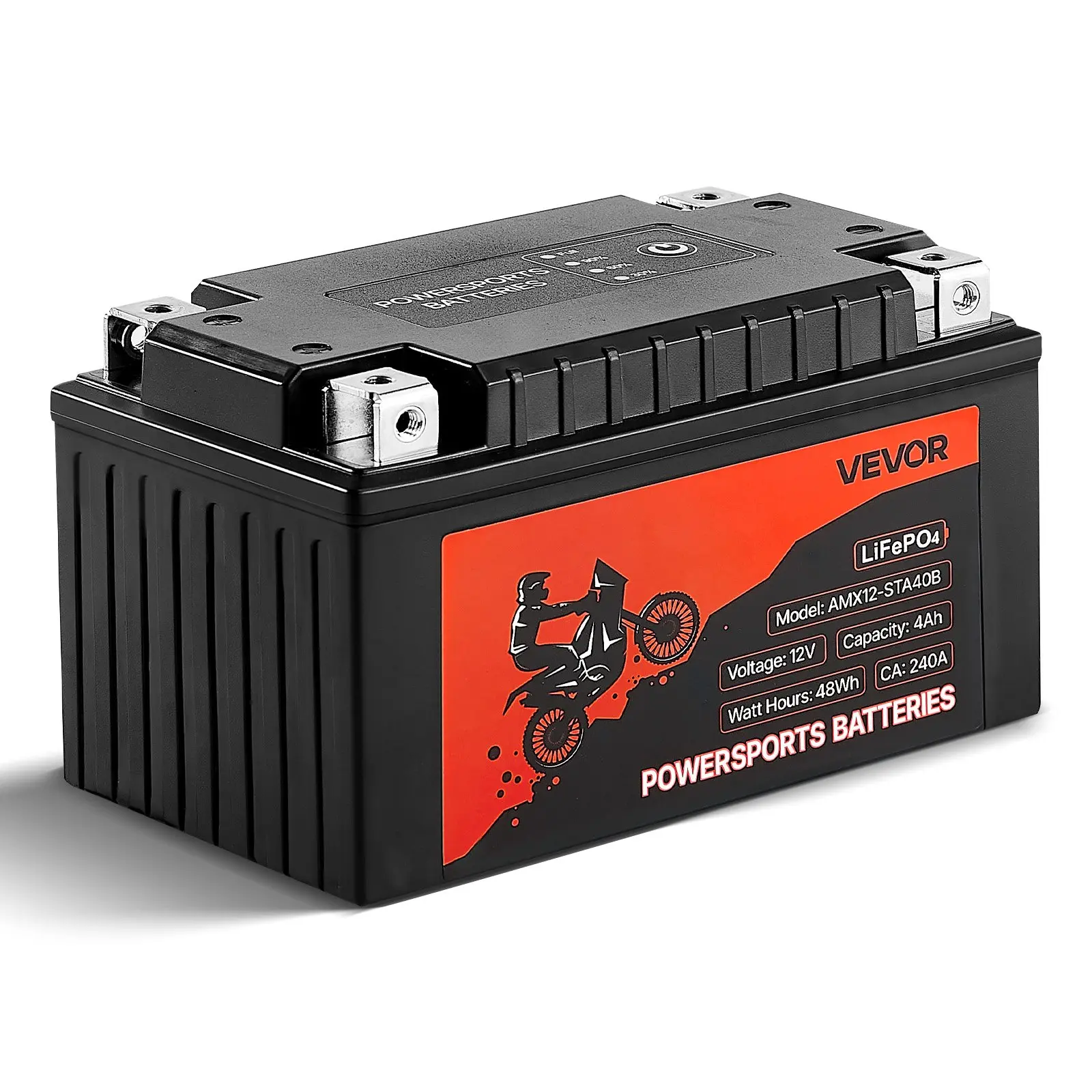 【DealsForYouDays】VEVOR Motorcycle Battery, 12 Volt 4Ah, LiFePO4 Lithium Pre-Charged Powersports Battery, Maintenance Free & High Performance, Compatible with ATV, Motorcycle, Jet Skis, Scooter, UTV, and More