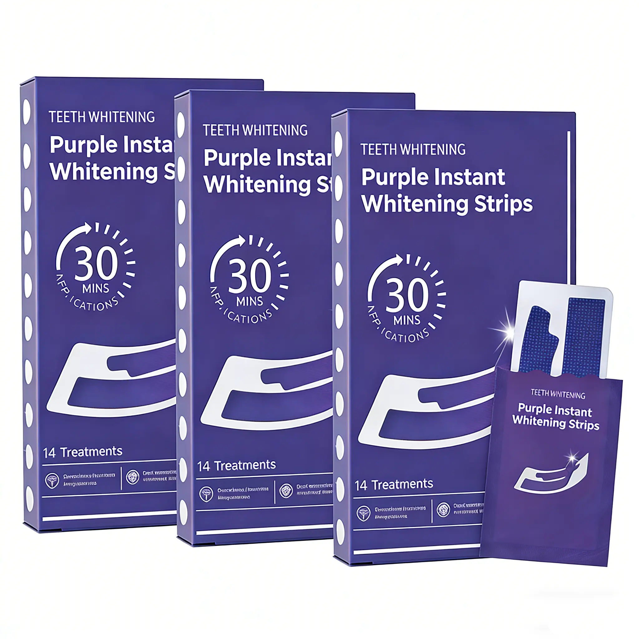 Purple Teeth Whitening Strips - Enamel Safe & Sensitivity Free, Purple Tooth Whitening, Tooth Stain Treatment, Combining Whitening and Colour Correction(14/28/32 Treatments)