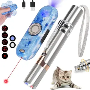Rechargeable Pet Laser Toy Set for Kittens, Rechargeable Laser Pointer, USB Charging, 5 Patterns, Light for Urine Detection, Light for Night Lighting, Interactive Play