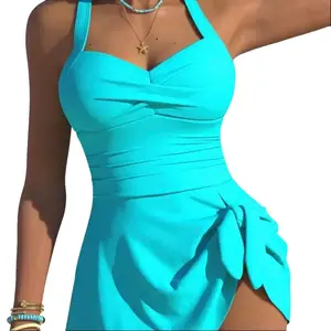 2026 New Women'S Fashion 1pc Swimsuit with Pure Color, Concealing Body And Making It Appear Slimmer