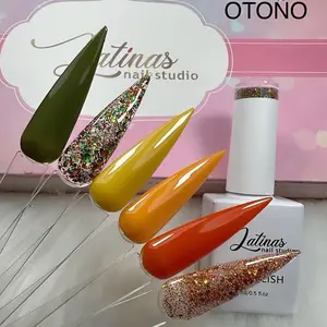 Latinas Nail Studio 6 Piece Set Autumn with Glitter Gel Various Color Shades for Beginners Easy to Remove Formula Pastel Multicolor Glitter Set