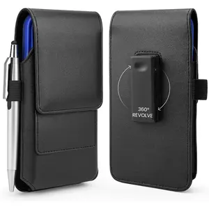 Phone Holster for  Air 17 Pro Max 16/15/14/13/12/11 Pro Max Leather Belt Case 360 Rotating Pouch Holster Belt Clip Case for  Xs Max 8 Plus 7 Plus 6s+ 6+ Galaxy S25+ S24+ S23+ S22+
