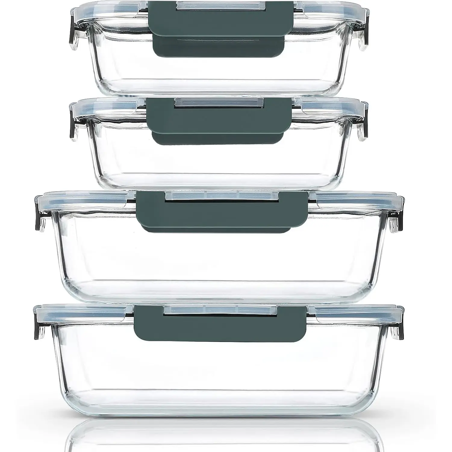 M MCIRCO [80 oz & 36 oz Extra Large Glass Food Storage/Baking Containers Set with Lids, 2 Pack 80 oz(10 cup)&2 Pack 36 oz (4.5 cup) Airtight Glass Container,Microwave,Oven,Freezer and Dishwasher
