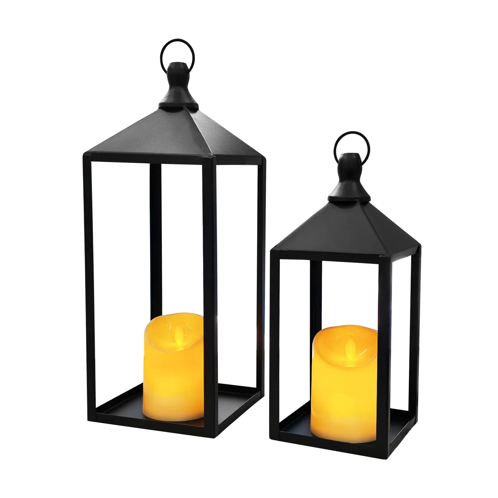 2 Set Holiday Decor Iron Candle Lantern, Iron Candle Holder Lantern, Perfect for Weddings, Church Decor, Festivals & Ambient Lighting Floor Stand, Candle Lantern