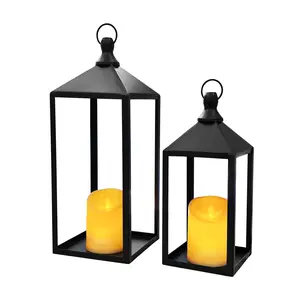 2 Set Holiday Decor Iron Candle Lantern, Iron Candle Holder Lantern, Perfect for Weddings, Church Decor, Festivals & Ambient Lighting Floor Stand, Candle Lantern