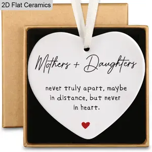 Heart-Shaped Ceramic Decoration Hanging Ornament, Ideal Mother's Day Gift, Perfect Daughter-Mother Gift, Birthday Present for Mom