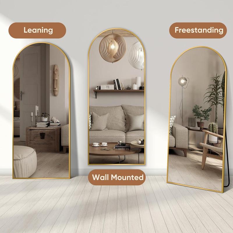 Extra Large Arched Floor Mirror | 68x26 Inch Full Body Mirror with Stand, Wall Mountable for Luxury Bedroom & Living Room Extra Large Arched Floor Mirror | 68x26 Inch Full Body Mirror with Stand, Wall Mountable for Luxury Bedroom & Living Room