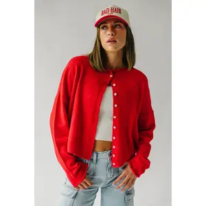 The Riggs Button-Down Sweater in Red