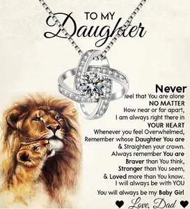 To My Wonderful daughter Gift Set, Elegant Necklace from Dad, from Parents , Beautiful Jewelry for Special Occasions, Birthday & Holiday Gifts with LED Box & Message Card