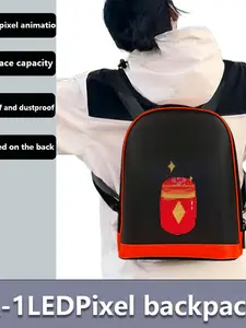LED Smart Backpack Programmable Display Backpack Waterproof DIY Message Advertising Bag for Outdoor Travel Cycling Hiking Dynamic with APP Control Luminous Backpack for Commute Night Safety Streetwear Advertising Promo