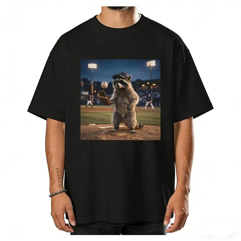 Funny Raccoon Baseball Pitcher Shirt, Retro Funny Baseball Raccoon T-shirt, Baseball Mom Gift, Just a Pitcher Creature Tee