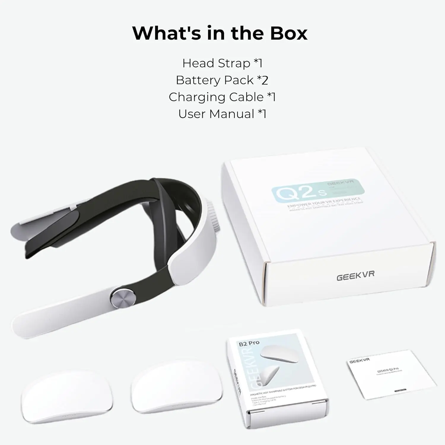 GEEKVR Battery Head Strap for Quest 2 with 2 Detachable Battery, Replacement Elite Strap with Battery, Hot-Swappable 5000mAh Battery, Total 10000mAh