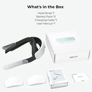GEEKVR Battery Head Strap for Quest 2 with 2 Detachable Battery, Replacement Elite Strap with Battery, Hot-Swappable 5000mAh Battery, Total 10000mAh