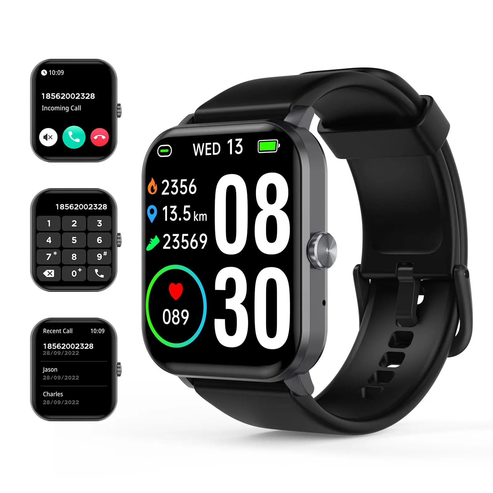 Smart Watch for Men and Women, 1.83" Touch Screen Lifestyle Watch with Message Reminder, Step Counter, Alarm, Timer, Music Control, Comfortable Strap, Compatible with Most iOS and Android Smartphones FathersDayGift