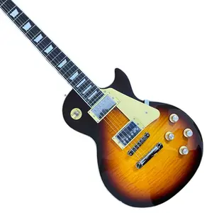 Sunset Gradient Color LP Electric Guitar - 6 strings, 22 frets, flame maple body, rosewood fingerboard, HH pickups, chrome hardware