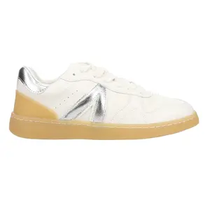MIA Womens Vesta Metallic Lace Up Sneakers Shoes Casual - White