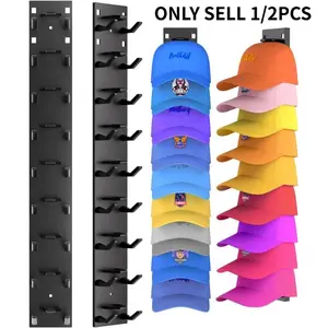 1/2 Pack Hat Organizer for Baseball Caps, Strong Adhesive Hat Rack for Wall, Multilayer Hat Storage Display Holder, Wall Mounted Hat Hooks, Wall Mounted Hanger Hold up to 18 Hats for Closet Door and Bedroom