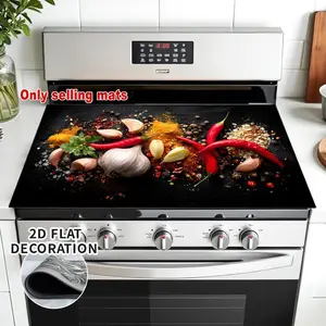 Spicy Colorful Aromatic Modern Rubber Stove Protector, Heat Resistant, Non-Slip, Water Absorbent, Easy Clean, Oven Pad, Refrigerator Pad, Kitchen Counter Cover