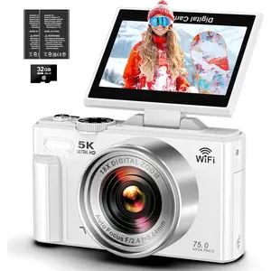 5K Digital Camera - WiFi 75MP Cameras for Photography - UHD Vlogging Camera for YouTube with 3" 180? Flip Screen - Autofocus Compact Video Travel Camara with 18X Zoom, 32GB SD Card, 2