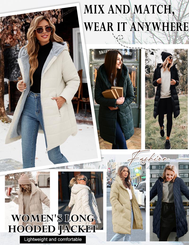 Women's Winter Windproof Fur Warm Slim Fit Down Jacket - Waterproof Long Ski Coat for Commuting FallFreshness #outdoorfun