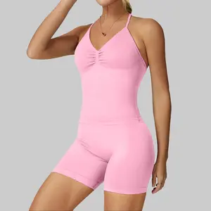 JGS1996 2-Piece Longline Strappy Top & Shorts Sports Set