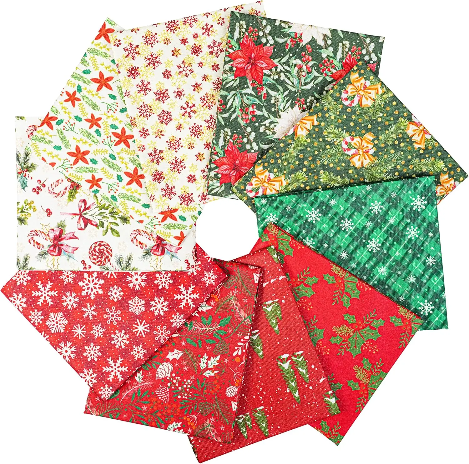 Newbrothread&Craftido 100% Cotton Quilting Fabric Bundles 10pcs Fat Quarters 18"x21" Medium Weight 5.2 oz for Quilting Sewing Patchwork Home Textile Winter Christmas, TikTokShopDealsforYouDays, fathersdaygiftideas, Embroidery Projects, Soft Touch, Colorfu