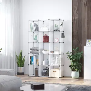 12-Cube Storage Shelf Cube Shelving Bookcase Bookshelf Organizing Closet Toy Organizer Cabinet White Color