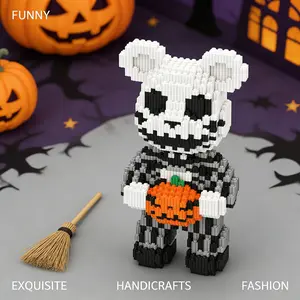1344pcs Pumpkin Bear Series Building Blocks Toy, Creative DIY Craft Decorations, Desk Home Living Room Decoration Gift