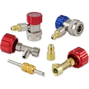 AC R134A Adapters Kit, 134a Quick Couplers with Self Sealing and Puncture Can Taps, QA01