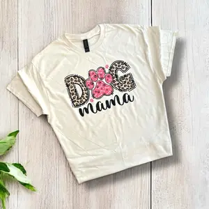 Dog Mama Women's Casual T-Shirt with Graphic Design, Crewneck Style, Perfect for Summer Wear - Streetwear, Womenswear, Comfort, Tshirt, Top
