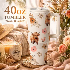 1Pc 40oz Thermal Tumbler Drinkware with Floral & Animal Design, Perfect for Holidays, Gifts for Teachers, Family & Friends, Keeps Drinks Hot & Cold, Stylish & Practical, Ideal for Daily Use, Christmas, Birthday & Special Occasions