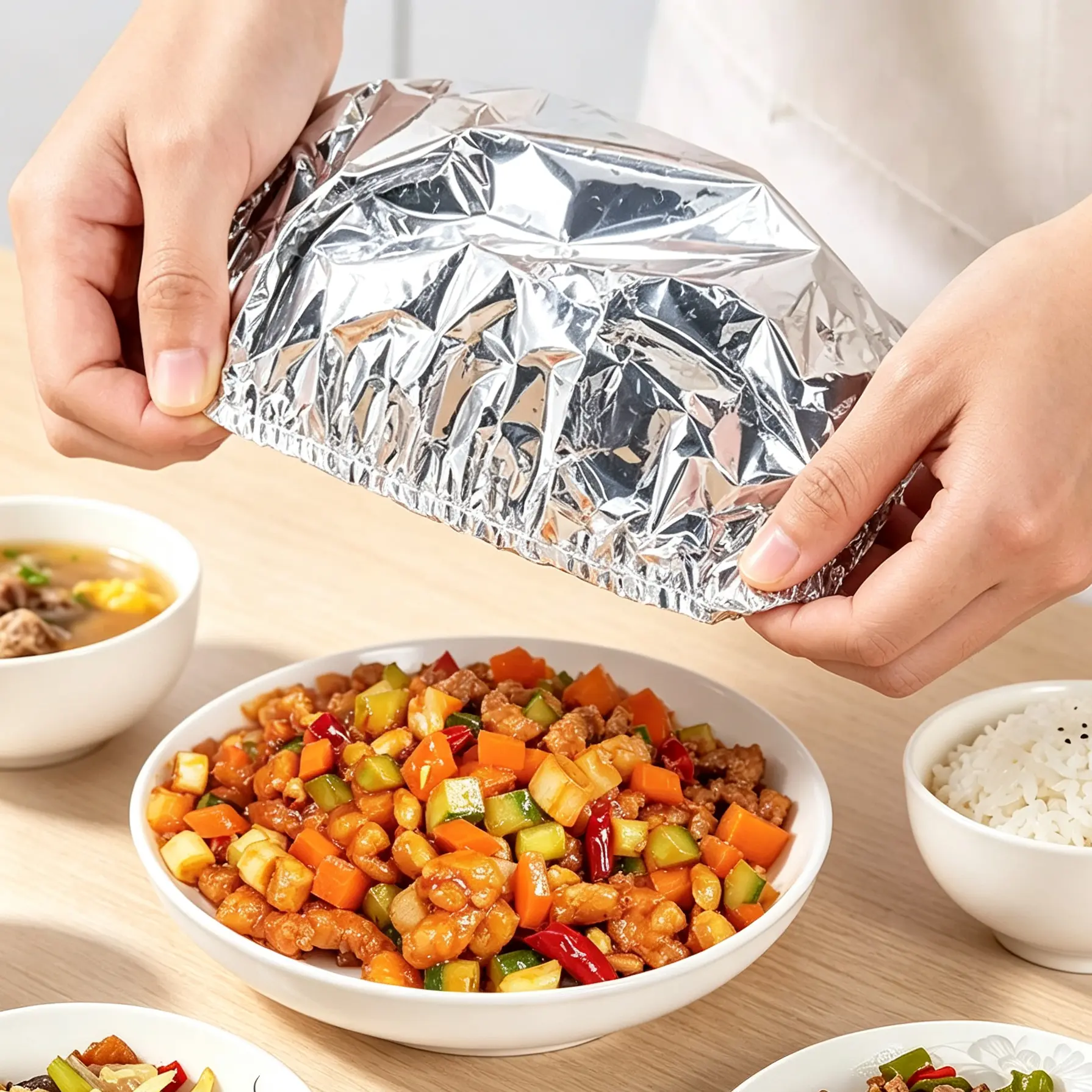 Home dining table & food container aluminum foil heat-retaining cover, kitchen food insulation and freshness keeping, high-quality aluminum foil.