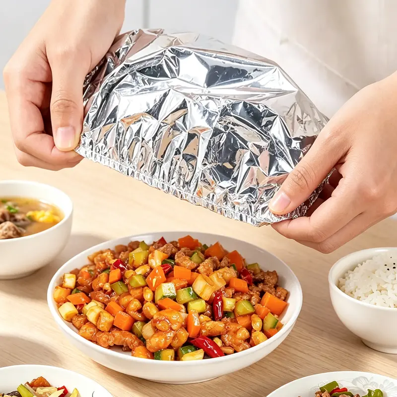 Home dining table & food container aluminum foil heat-retaining cover, kitchen food insulation and freshness keeping, high-quality aluminum foil.