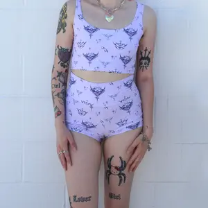 Cyber Chrome High Waist Shorts-Lavender Cloud Collective- Eco Friendly Fabric-Athletic - Festival Clothing - Rave Outfit