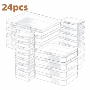 Clear Mixed Size Storage Box, 24pcs/set Transparent Acrylic Storage Box with Lid, Home Organizer for Jewelry, Beads, Crafts, Office Supplies and Games, Multifunctional Storage Bin