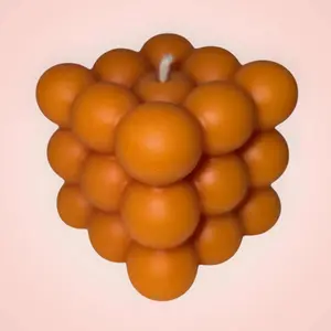 🧡 Orange Bubble Cube Candle – Modern Geometric Candle