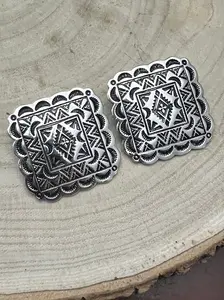Western Square Concho Fashion Earrings
