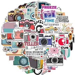 Photography Themed Sticker, 50pcs/set Camera Sticker, Decorative Sticker for Water Bottle, Laptop, Scrapbooking, Planners, Photography Laptop Decals, Ornaments