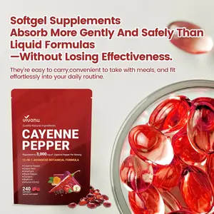 【Brand Day】VivoNu Cayenne Pepper Softgels Supplement, Supports Leg Vein, Heart and Blood Vessel Health, with Vitamin E D3+K2 and Extracts of Grape Seed, Hawthorn, Beetroot and Others (240 Softge /1 Bag) SummerVibes