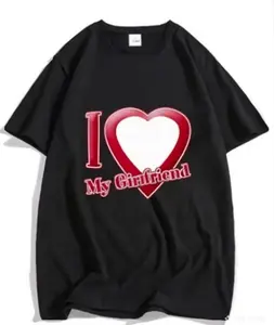 I Love My Boyfriend Heart Graphic Tee, 100% Cotton Summer Cool Casual Couple T-Shirt for Women