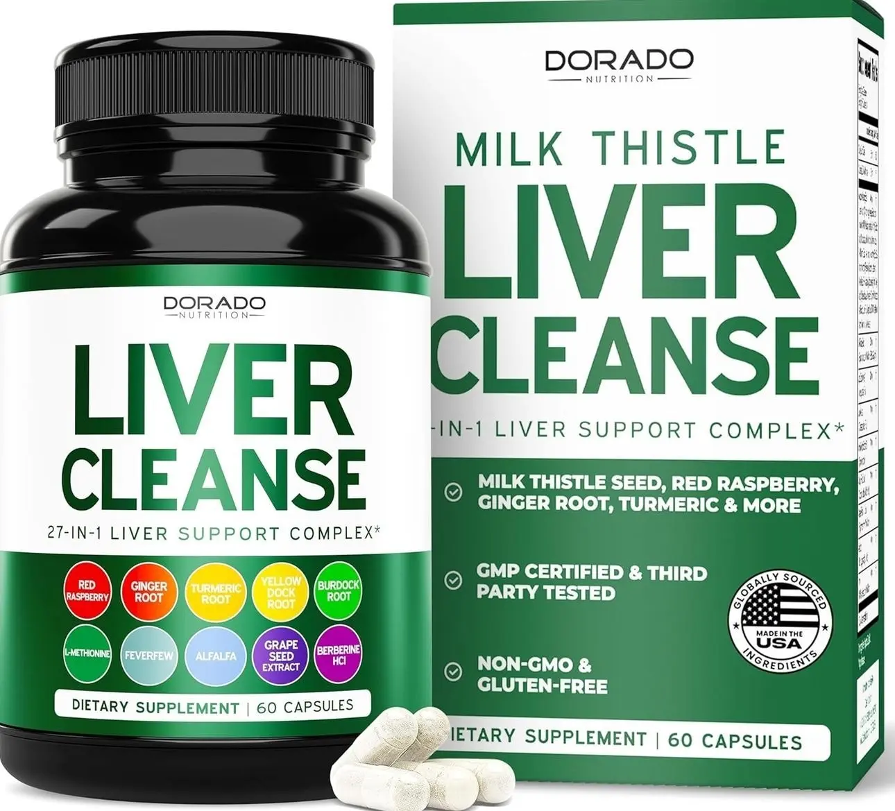 Liver Cleanse Detox & Repair (27 in 1 Formula - Milk Thistle, Dandelion Root, Turmeric, Artichoke Extract & More) - Detox Cleanse Supplement, Liver Support for Adults, Vegan - 60 Capsules