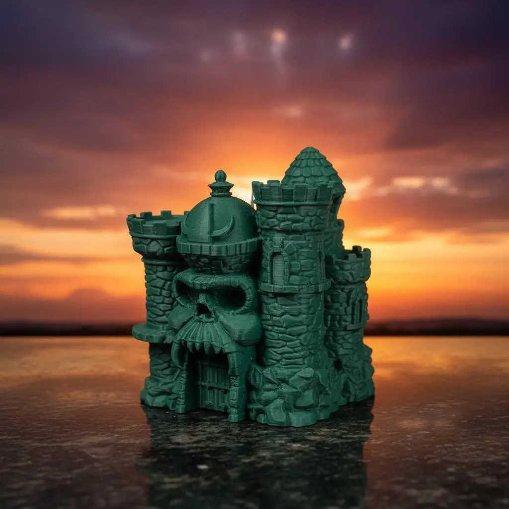 High Detail 3D Printed MOTU Castle Grayskull Inspired Skull Motif Desk Decoration, 5" PLA Plastic Statue Figurine, Small Home Decor Gift for He-Man Fans, Approx. 5"