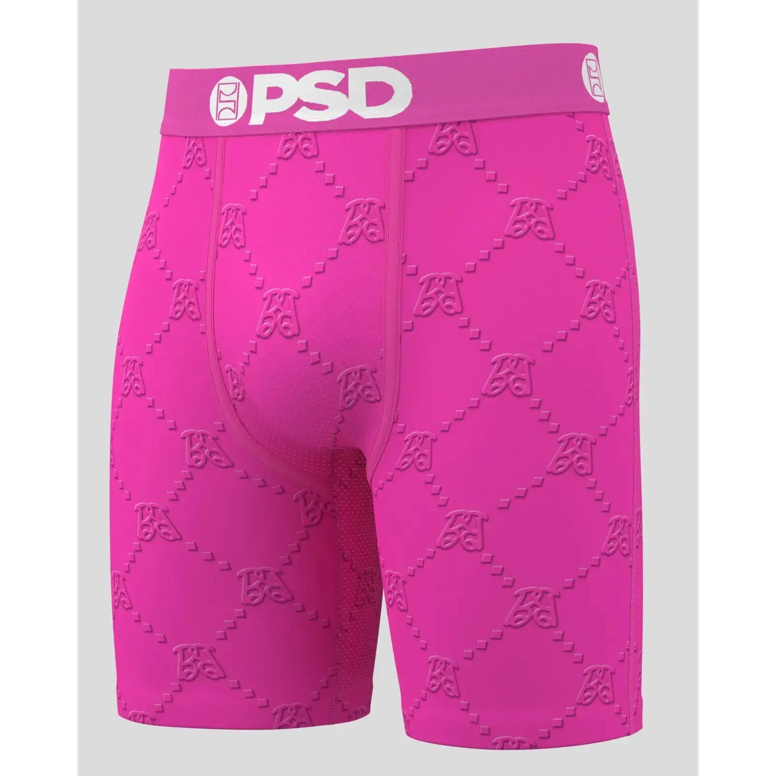 PSD Mens Barbie Monogram Pink Boxer Brief - Standard Length 7 Inch Inseam, Soft and Breathable Poly Blend Fabric
