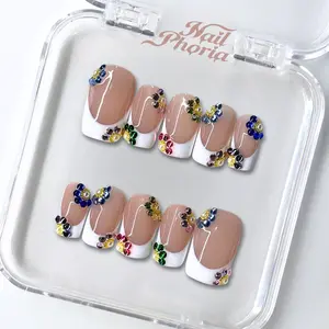 NailPhoria CANDY GEM -SUMMER Handmade Press-On Nails | Reusable, Salon-Quality, Long-Lasting, Glossy Design