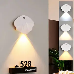 Shell-shaped Magnetic Motion Sensor Wall Lamp, 3 Color Temperatures and Stepless Dimming, 3 Sensing Modes, USB Rechargeable Night Light, Suitable for Bedrooms, Living Rooms, Hallways and Stairs, Dimmable Night Light