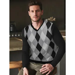 COOFANDY Men Casual V Neck Sweater Ribbed Knit Slim Fit Long Sleeve Pullover Top