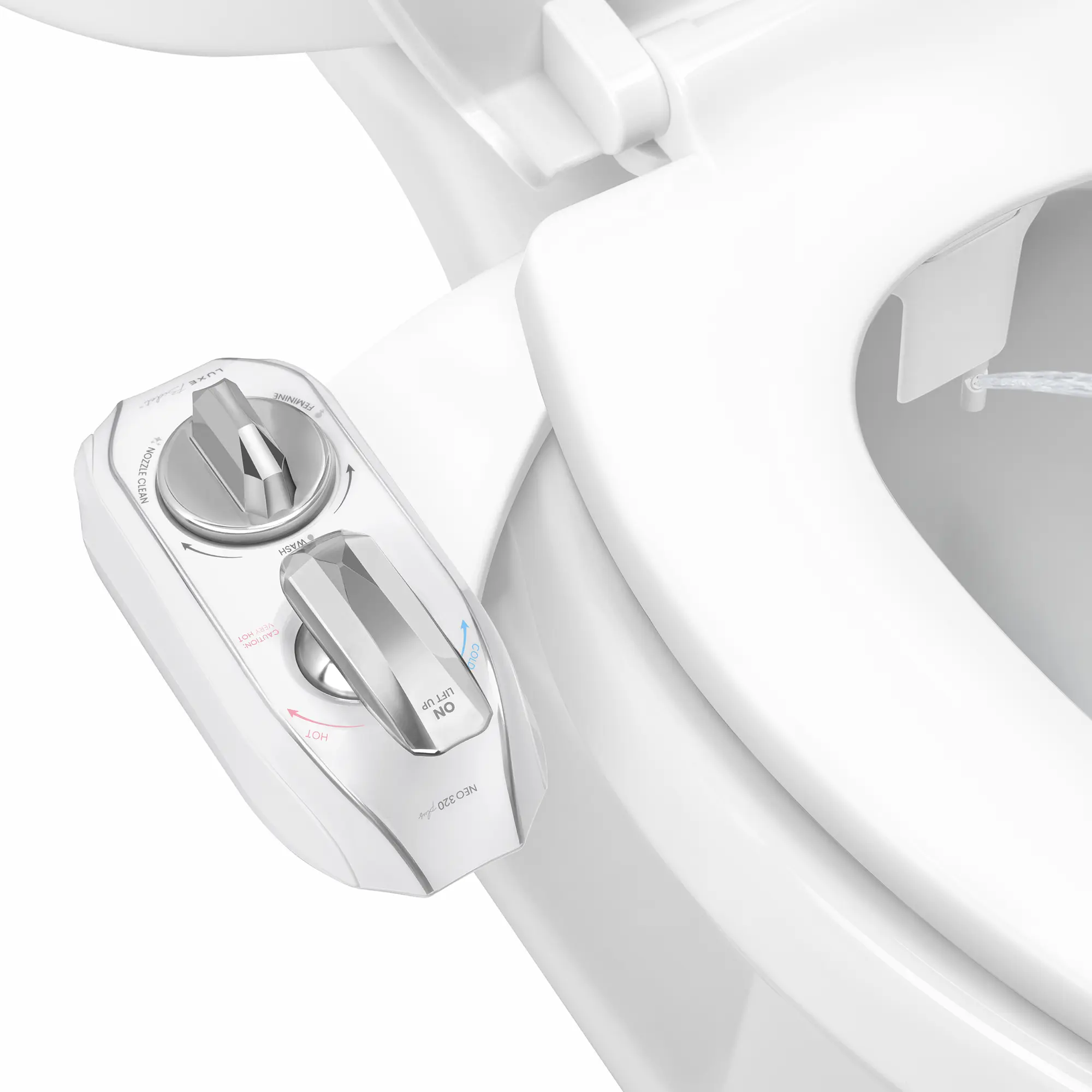 LUXE Bidet NEO 320 Plus - Warm Water Bidet Attachment for Toilet Seat, Rear & Feminine Wash, Easy Slide-in Install, Patented 360° Self-Clean