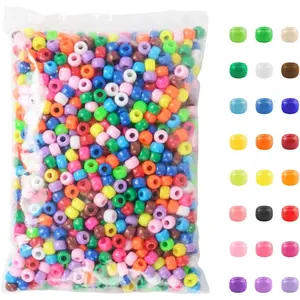 Simetufy 1200 Pcs Pony Beads for Bracelet Making, Multi-Colored 6x9mm Plastic Kandi Beads for Hair Braiding DIY Crafts Kandi Jewelry Key Chains Ornaments Decorations 24 Assorted Colors