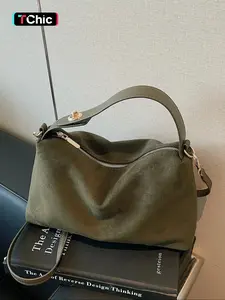 Women's Fall Winter New Suede Pillow Bag, Fashion Minimal Boston Shoulder Crossbody Bag, Elegant Trendy Commuting Bag, Suitable for Office, Commute, Shopping, Travel, Gym