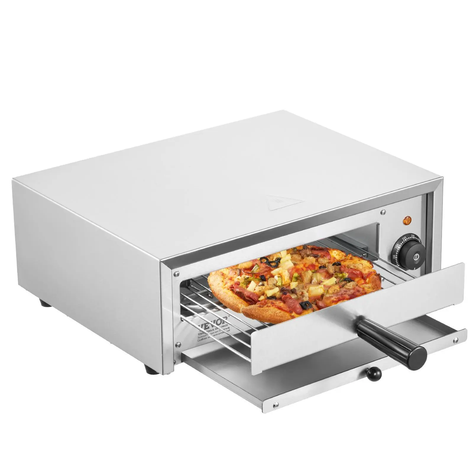 【SummerFinds】VEVOR 12-in Countertop Electric Pizza Oven, 1500W, 122-662℉ Temp Range, Stainless Steel Build, Cool Touch, Dual Heating Tubes, Easy-Clean Crumb Tray, 360° Uniform Baking, Baking Grill, Ideal for Restaurants, Snack Bars, Bakeries, Home Use, Ki